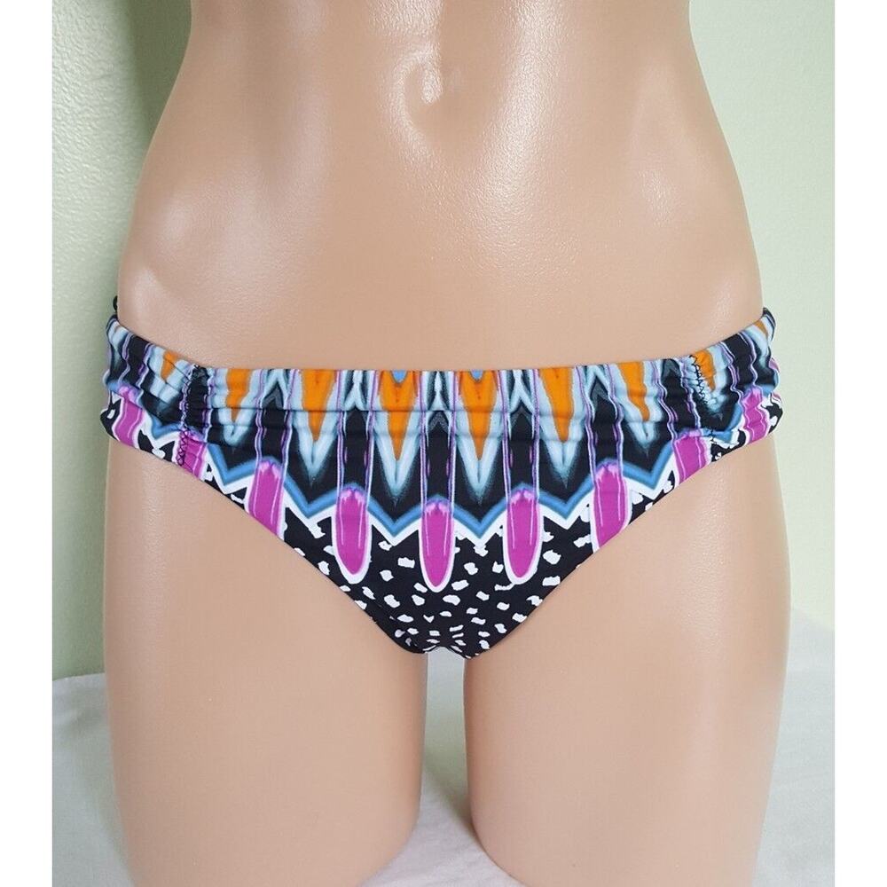 Bar III Magic Touch black multi color bikini bottom size L